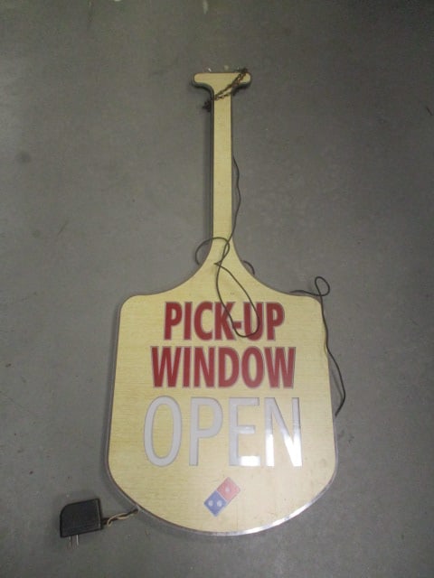 Vintage "Domino" Pizza Paddle Advertisement "OPEN" Sign: 42"h, works, Local Pickup Only