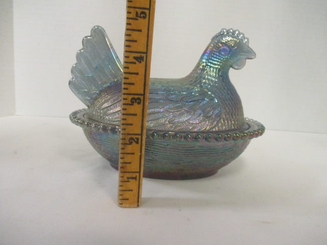 Indiana Glass Iridescent Carnival Glass Hen on Nest Dish - 5