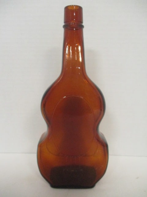 Illinois Glass Violin Shape Amber Bottle: 11"h
