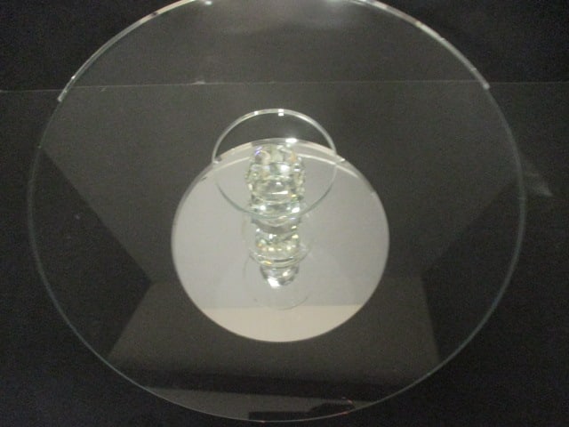 Custom Glass Cake Stand with Faceted Pedestal and Mirror Base - 3
