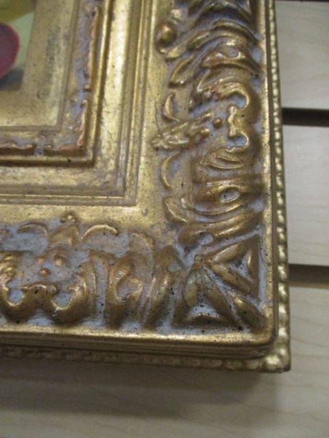 Silva Z. Signed Flower and Fruit Still Life Painting in Ornate Gilt Frame - 4
