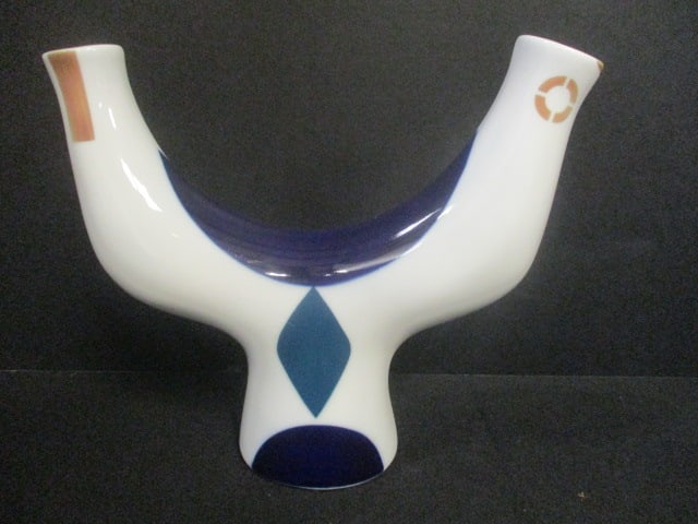 Sargadelos Abstract Spanish Pottery Bird Like Wedding Vase: 7"h, per consigner note Picasso Era