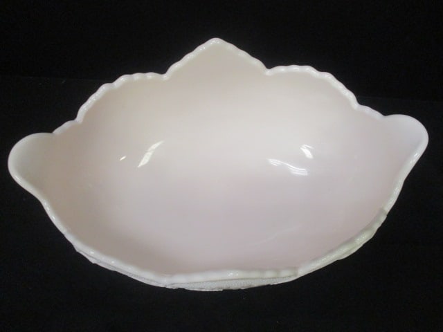 Circa 1950's Jeanette Pink Milk Glass "Lombardi" Footed Fruit Bowl - 2
