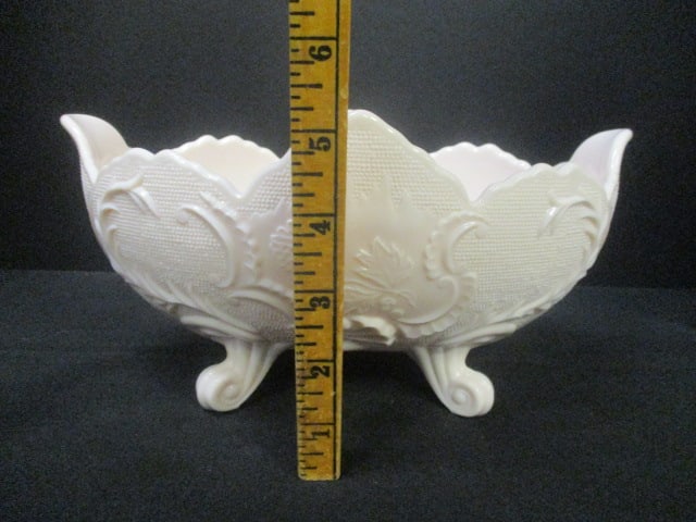 Circa 1950's Jeanette Pink Milk Glass "Lombardi" Footed Fruit Bowl - 5