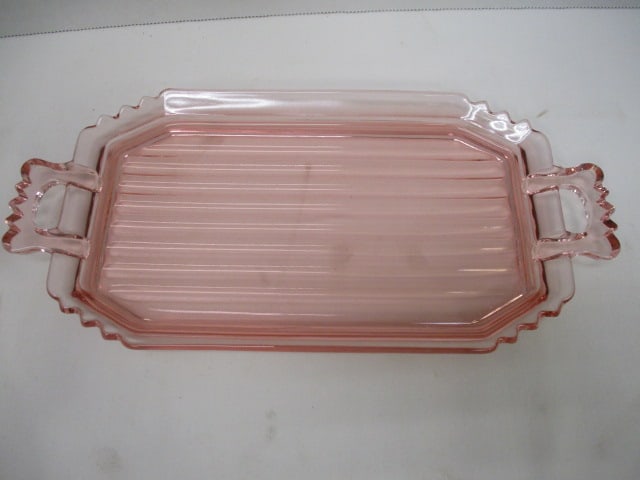 Circa 1930-40's Pink Depression Glass Creamer, Open Sugar Bowl and Underplate - 2