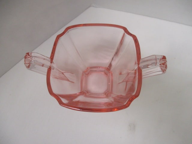 Circa 1930-40's Pink Depression Glass Creamer, Open Sugar Bowl and Underplate - 4