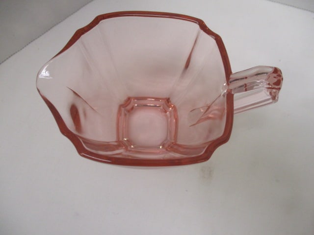 Circa 1930-40's Pink Depression Glass Creamer, Open Sugar Bowl and Underplate - 6