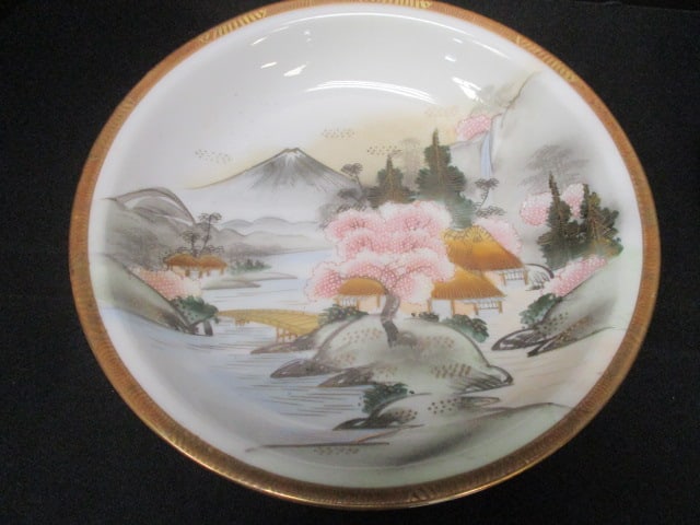 Vintage Japanese Kutani Porcelain Bowl, Teacup and Saucer - 2