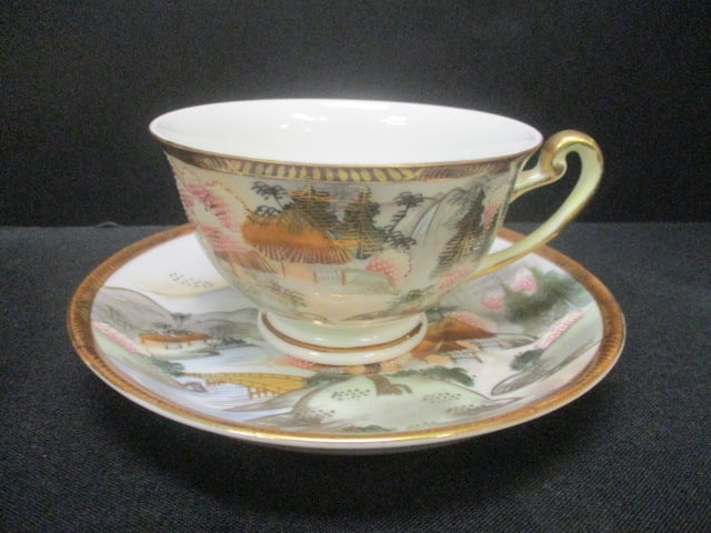 Vintage Japanese Kutani Porcelain Bowl, Teacup and Saucer - 4