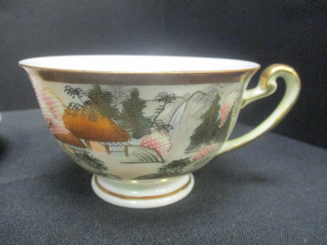 Vintage Japanese Kutani Porcelain Bowl, Teacup and Saucer - 6