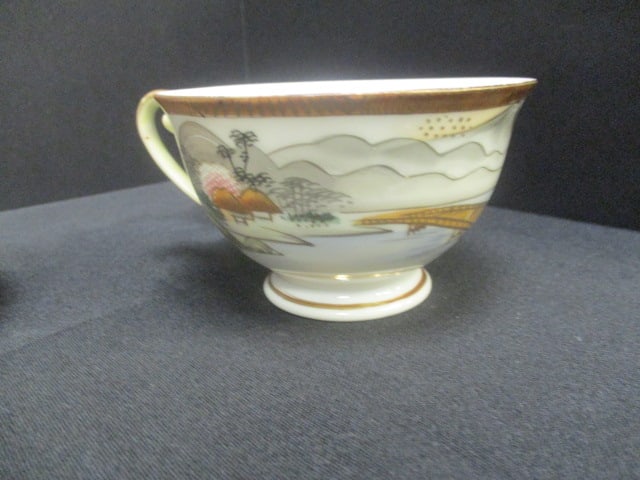 Vintage Japanese Kutani Porcelain Bowl, Teacup and Saucer - 7