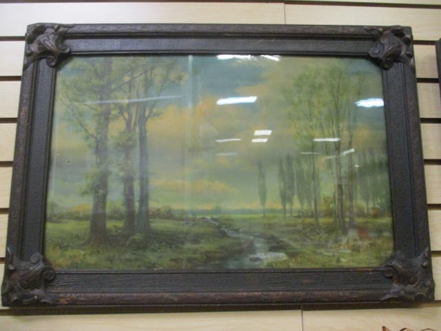 Circa 1910-20's R. Atkinson Fox "Pasture Creek" Framed Lithograph: 25 1/2" x 18", dating per consigner note