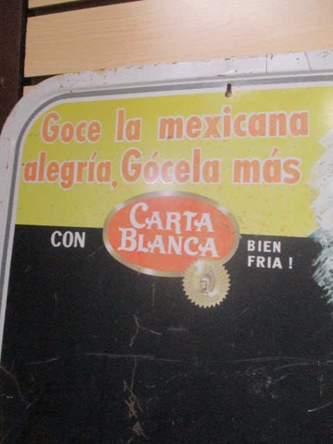 Vintage 1950's "Carta Blanca" Mexican Foods Metal Menu Advertising Sign - 2