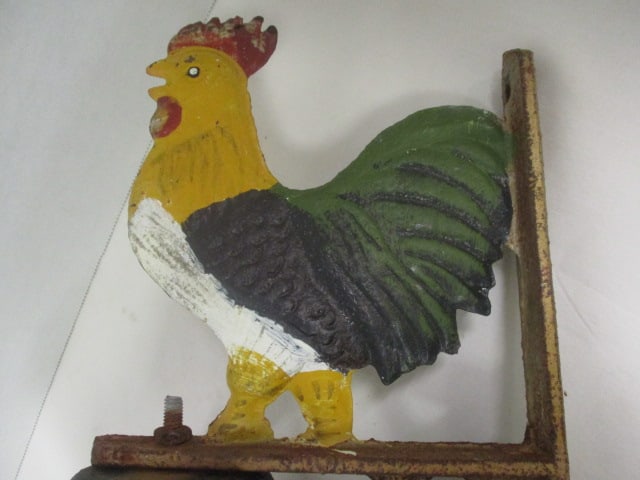 Handpainted Cast Iron Rooster Farm Bell - 2