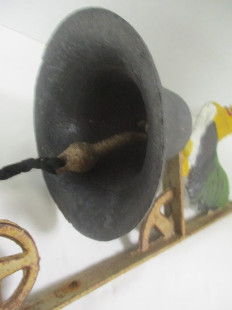 Handpainted Cast Iron Rooster Farm Bell - 3