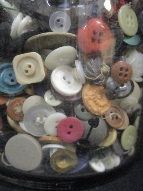 Old One Gallon Jar with Zinc Lid Almost Full of Old Buttons - 2