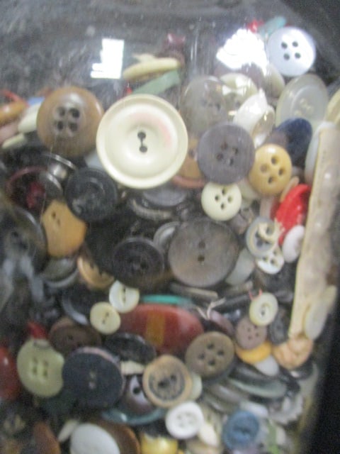 Old One Gallon Jar with Zinc Lid Almost Full of Old Buttons - 3
