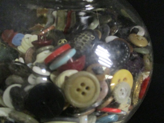 Old One Gallon Jar with Zinc Lid Almost Full of Old Buttons - 5