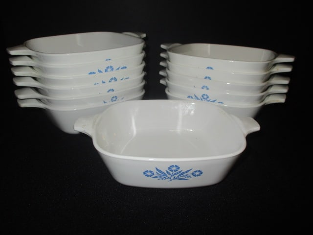 12 Corning Ware Blue Cornflower P-41 Individual Casseroles: .