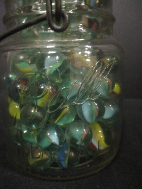 Pint Size Ball Mason Jar Full of Vintage Marbles - 3