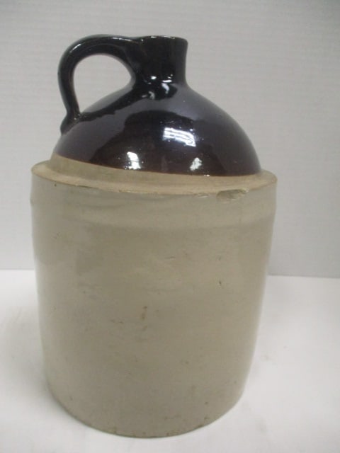 Circa 1910-20's One Gallon Brown/White Shoulder Stoneware Jug: 10"h, dating per consigner note