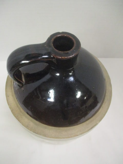 Circa 1910-20's One Gallon Brown/White Shoulder Stoneware Jug - 2