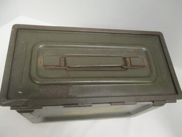 Vintage 1950's .50 Cal Ammo Box with Flaming Bomb Impressed Emblem - 2