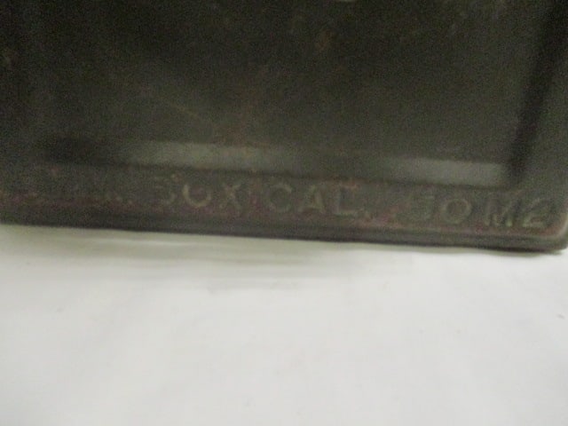 Vintage 1950's .50 Cal Ammo Box with Flaming Bomb Impressed Emblem - 5
