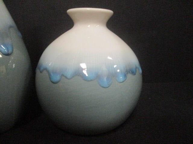 3 Piece Heavy Drip Glazed Pottery Bud Bases - 3