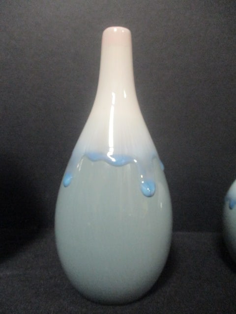 3 Piece Heavy Drip Glazed Pottery Bud Bases - 5