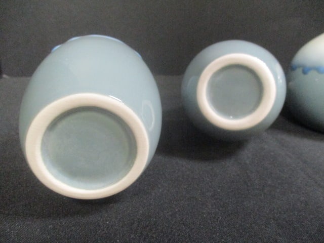 3 Piece Heavy Drip Glazed Pottery Bud Bases - 9