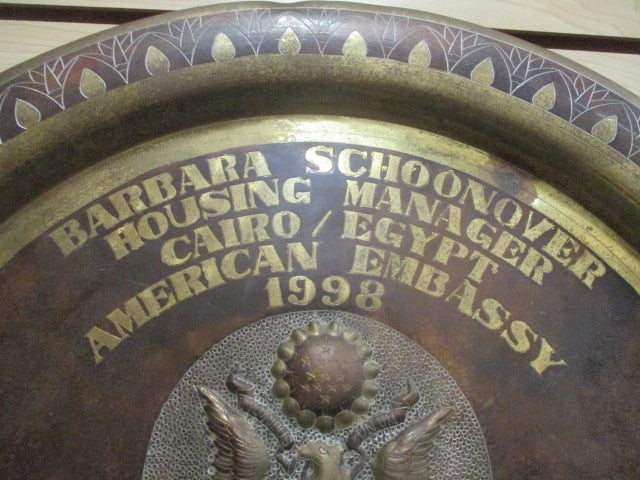 Special Mixed Metal 1998 US Embassy Native Gift Charger Presented to Barbara Schoonover - 2
