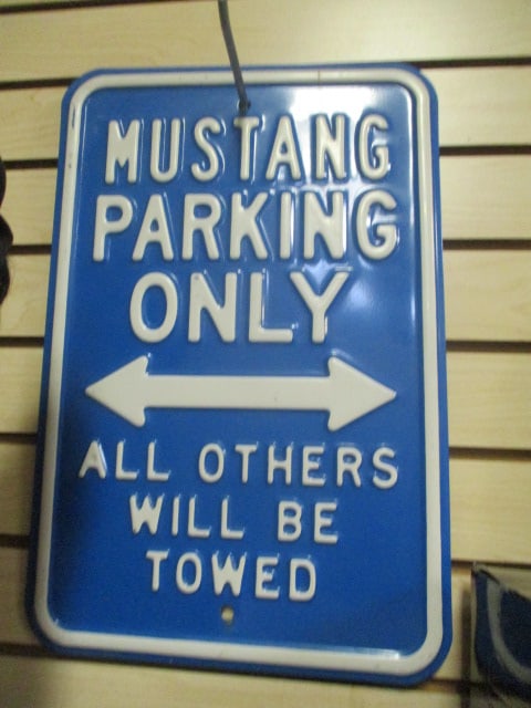 Embossed "Mustang Parking Only" Metal Sign: 12" x 17 3/4"