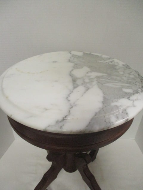 Circa 1940-50's Italian Marble Top Mahogany Accent/Fern Table - 4