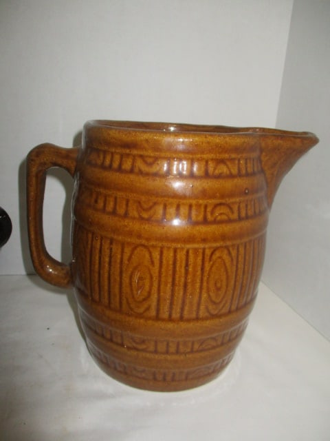 Circa 1920-30's Brown Stoneware Pitchers and Bean Pot - 2