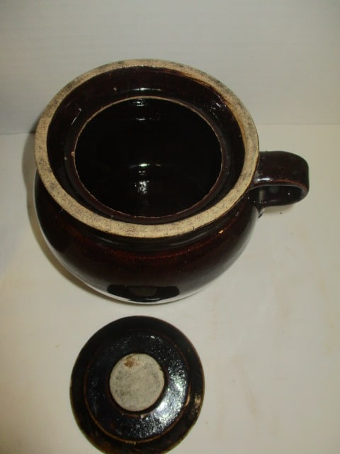Circa 1920-30's Brown Stoneware Pitchers and Bean Pot - 5
