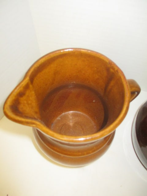 Circa 1920-30's Brown Stoneware Pitchers and Bean Pot - 7