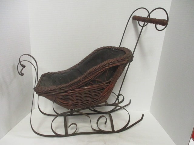 Decorative Doll Wicker Sleigh: 7 1/2" x 21" x 21"