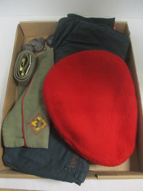 1950's Boy Scouts of America Clothing, Patches, Hats, Belt, Scarf Slide, etc.: .