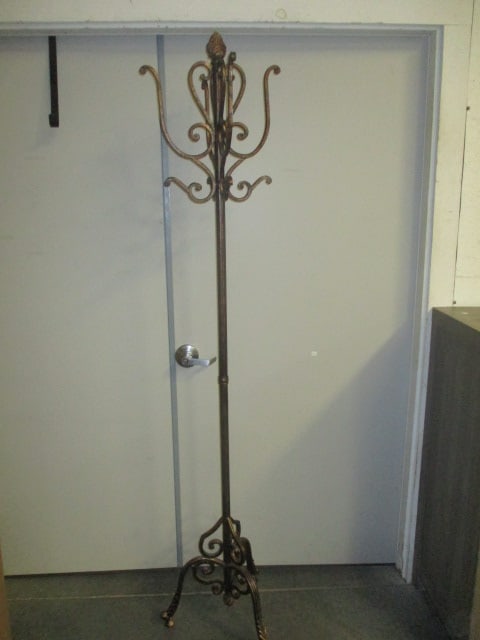 Bronzed Scrolled Design Metal Hall Tree/Coat Rack: 77"h, Heavy, Local Pickup Only
