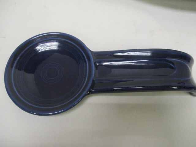 Homer Laughlin Cobalt Blue Fiesta Ware Spoon Rest, Sauce Boat and Platter - 2