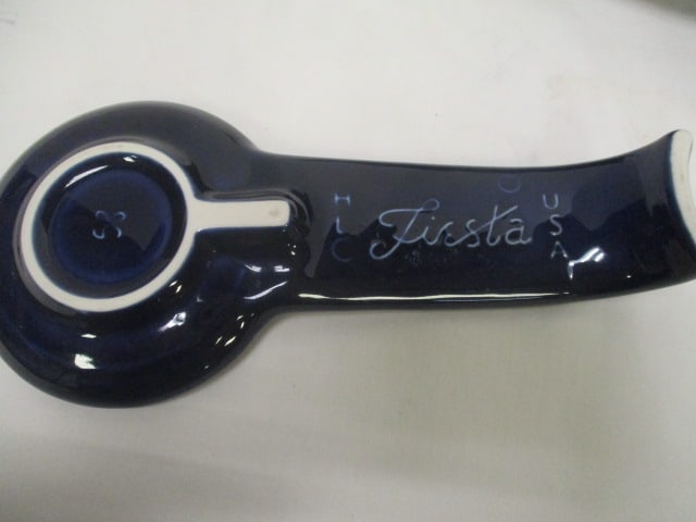 Homer Laughlin Cobalt Blue Fiesta Ware Spoon Rest, Sauce Boat and Platter - 3
