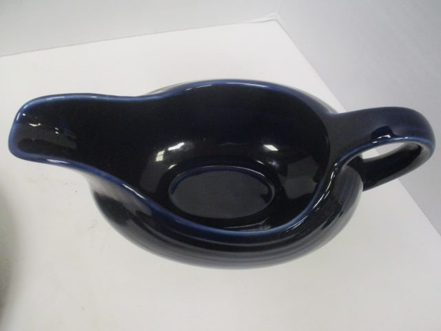 Homer Laughlin Cobalt Blue Fiesta Ware Spoon Rest, Sauce Boat and Platter - 5