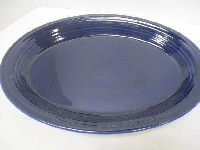 Homer Laughlin Cobalt Blue Fiesta Ware Spoon Rest, Sauce Boat and Platter - 7