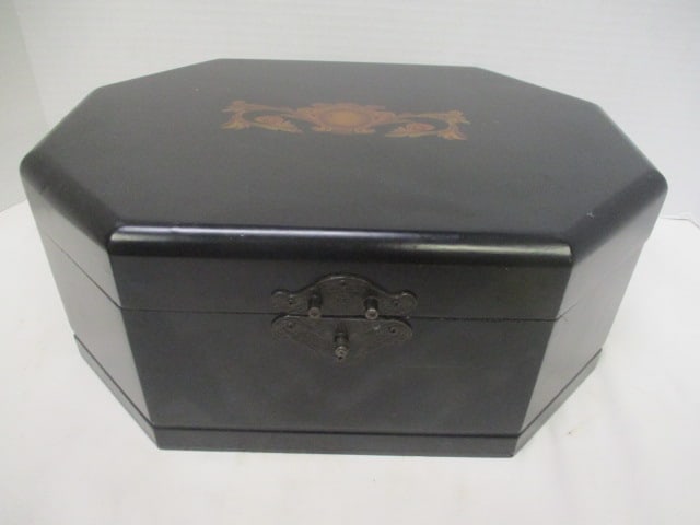 Black Decorative Lined Box: 13 3/4" x 10" x 6"
