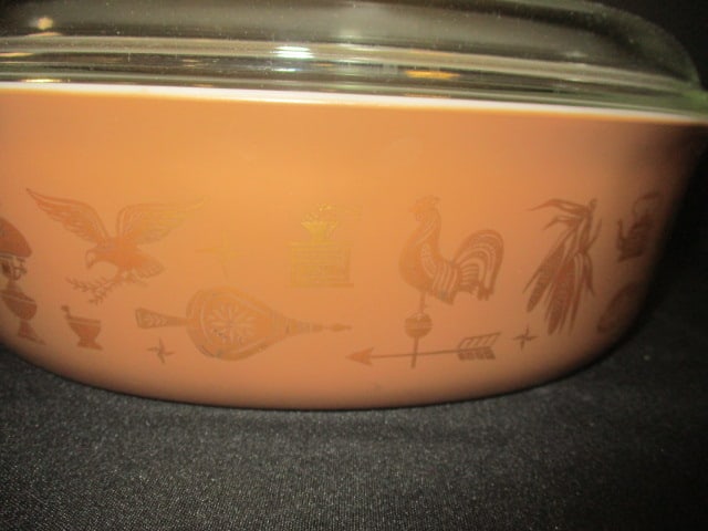 Retro 1970's Pyrex "Early American" Oval Covered Casserole - 2