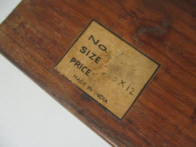 Midcentury Wood Serving Tray with Bone Inlay Asian Elephant Scene - 4