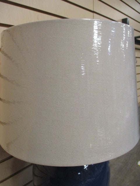 Bulbous Blue Ceramic Table Lamp - 2