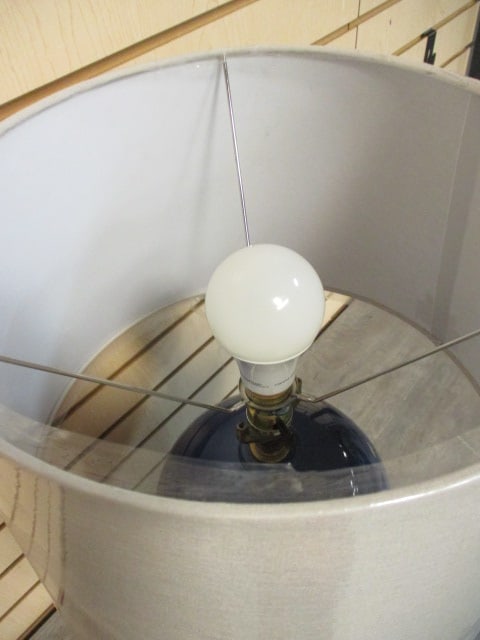 Bulbous Blue Ceramic Table Lamp - 3