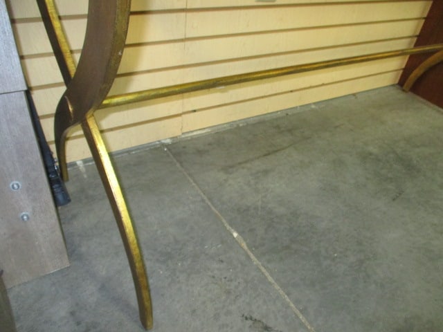 Glass Top Gold Gilt Cross Brace Console Table - 3